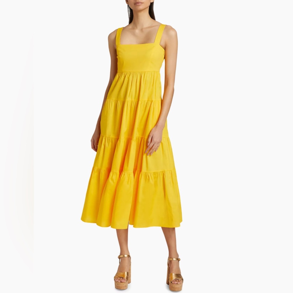 Michael Kors Women’s Stretch-Cotton Poplin Tiered Midi Dress With Pockets